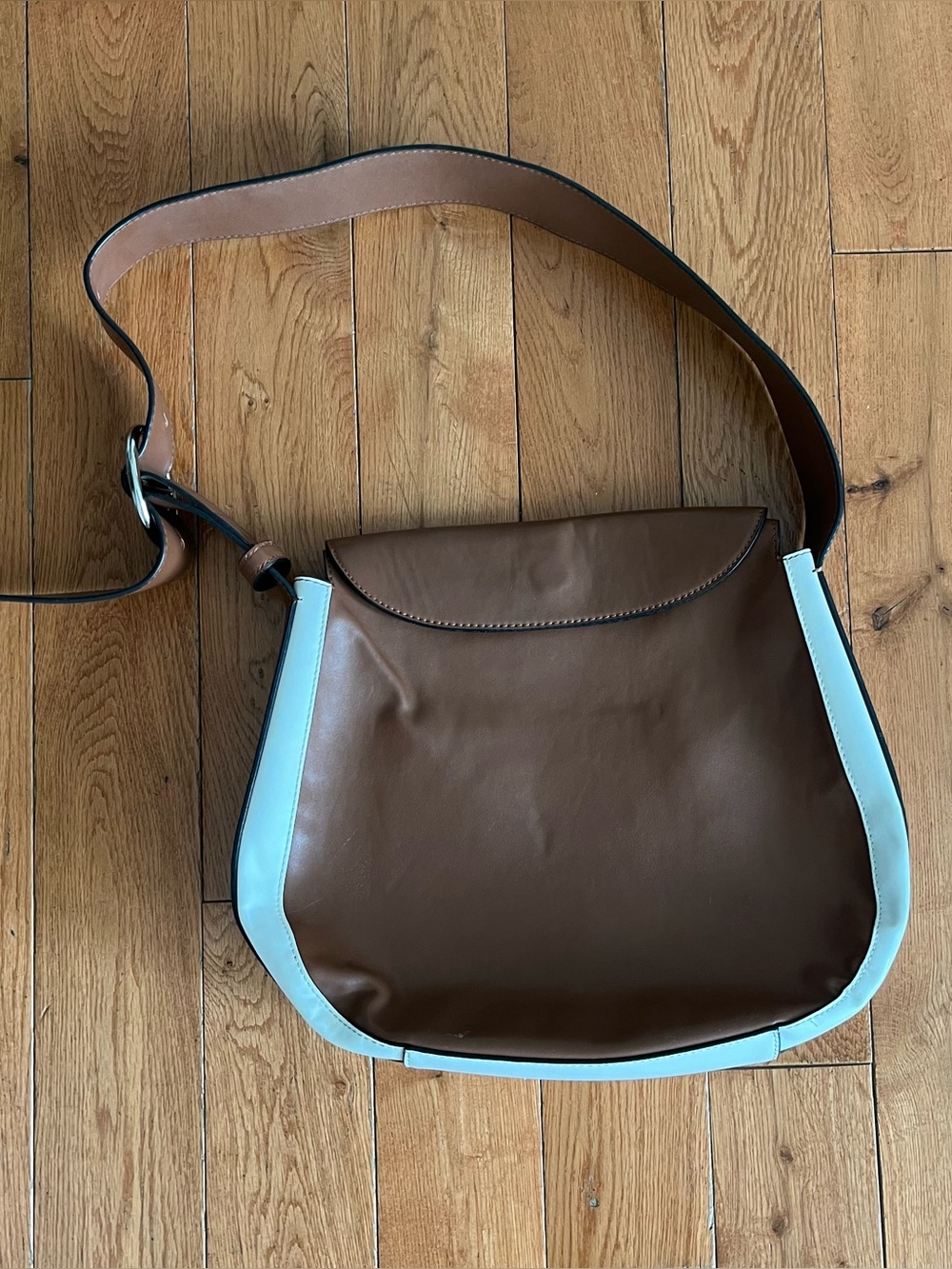 French Connection Brown and White Leather Bag